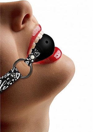 Breathable Ball Gag Love Street Art Fashion Black